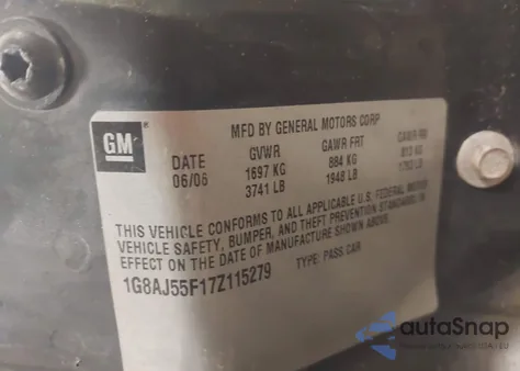 2007 Saturn Ion 2 from USA, damaged, VIN 1G8AJ55F17Z115279